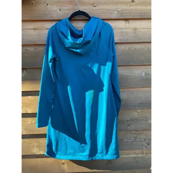 Betabrand blue 'red eye' hooded long sleeve travel dress - Picture 7 of 7